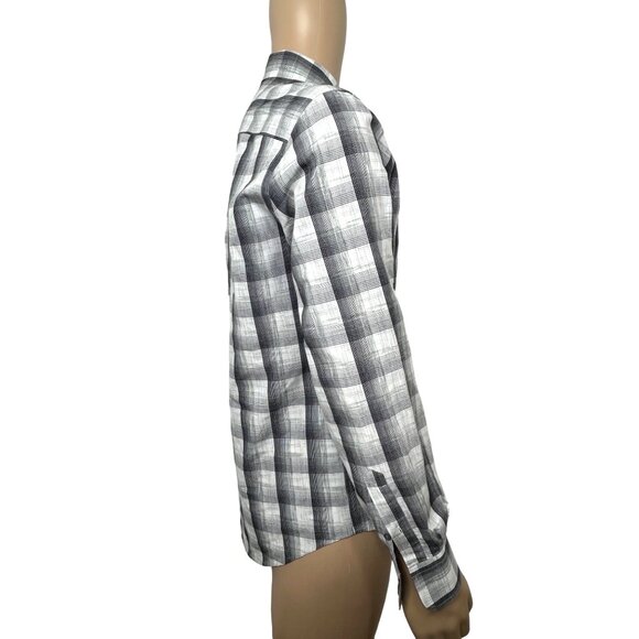 Joseph Abboud Men’s Shirt Button Down M Slim Fit Plaid Black Grey White Contrast - Picture 11 of 11